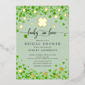 ラッキーインラブブライダルシャワーフォイル 箔招待状 (正面)