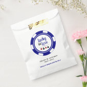 ラッキーインラブブルーホワイトトランプのポーカーチップ結婚式の引き出物 フェイバーバッグ (封をした状態)