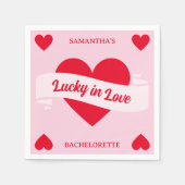 ラッキーインラブベガスシックピンク&レッドバチェロレッテ スタンダードカクテルナプキン (正面)