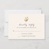 ラッキーインラブホースシューウェディングRSVPカード 出欠カード (正面)