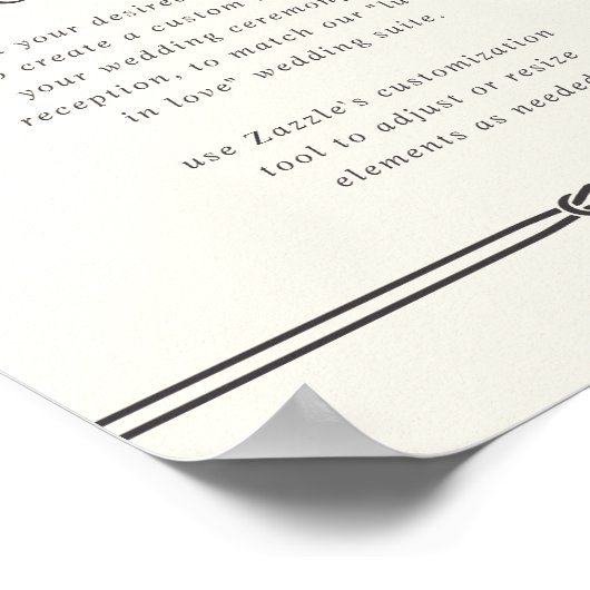 ラッキーインラブホースシ素朴ューのカスタムウェディングサイン ポスター (角)