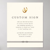 ラッキーインラブホースシ素朴ューのカスタムウェディングサイン ポスター (正面)