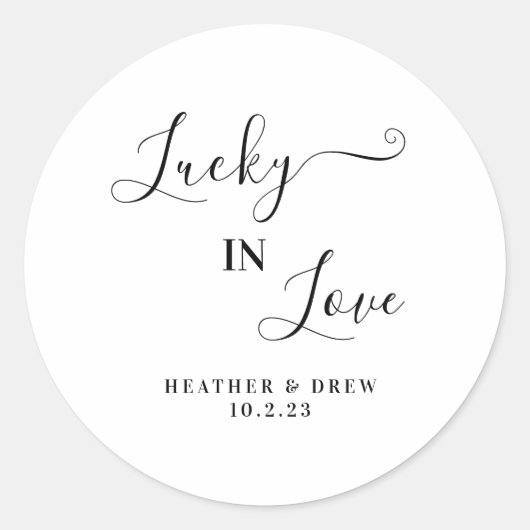 ラッキーインラブ宝くじスクラッチ結婚式の引き出物ファボ ラウンドシール (正面)