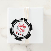 ラッキーインラブ白黒トランプのポーカーチッ結婚プ フェイバータグ (インサイチュ)