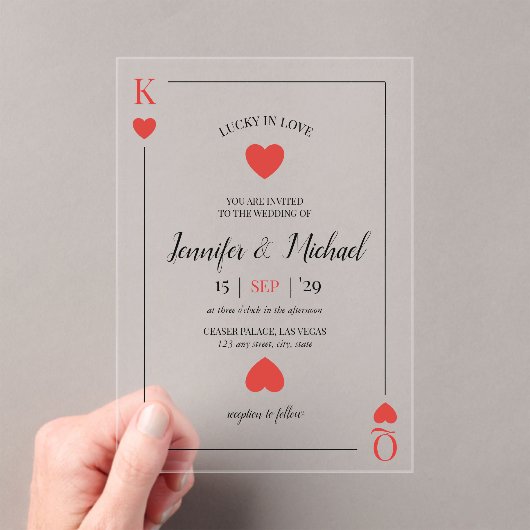 ラッキーインラブ遊ズカードラスベガス結婚ズ アクリル招待状 (インサイチュ (ポータブル))