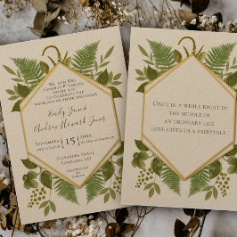 ラッキーインラブ4リーフクローバーファーンジオメトリック結婚ス 招待状