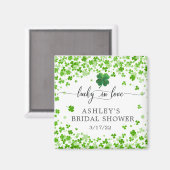 ラッキーインラブ4リーフクローバーブライダルシャワーの好意 マグネット (正面/裏面)