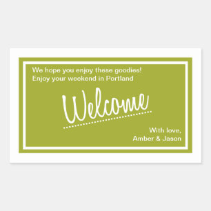 ラッキーインラブ – アウトオブタウンバッグステッカー – オリーブ 長方形シール