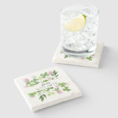 ラッキーウォーターカラークローバー花 ストーンコースター (横)