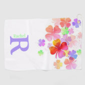 ラッキーカラフルな4枚のクローバーモノグラムの ゴルフタオル (横)