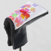 ラッキーカラフルな4枚のクローバーモノグラムの ゴルフヘッドカバー (3/4 正面)