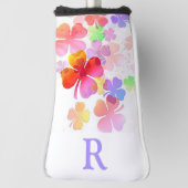 ラッキーカラフルな4枚のクローバーモノグラムの ゴルフヘッドカバー (回転90)