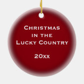 ラッキーカントリーのカンガルーのクリスマス セラミックオーナメント (裏面)