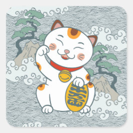 ラッキーカ日本のリコ猫 | Maneki Neko スクエアシール