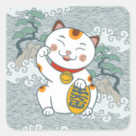 ラッキーカ日本のリコ猫 | Maneki Neko スクエアシール