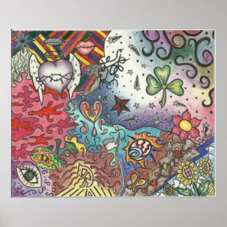 ラッキーガールアートコラージュのポスター ポスター