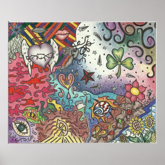 ラッキーガールアートコラージュのポスター ポスター (正面)