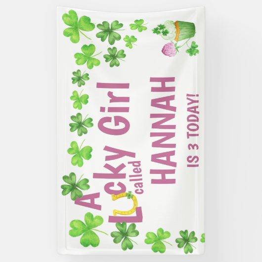 ラッキーガールシャムロック&マフィン誕生日パーティー 横断幕 (縦)