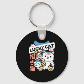 ラッキーキャットアート – 金の硬貨を持つ招き猫 キーホルダー (裏面)