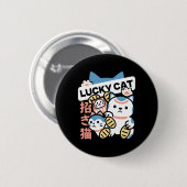 ラッキーキャットアート - 金貨のまねきねこ 缶バッジ (正面&裏面)