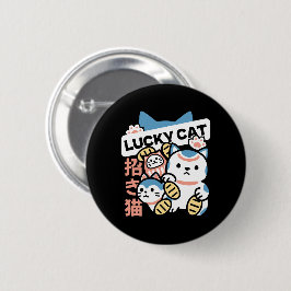 ラッキーキャットアート - 金貨のまねきねこ 缶バッジ