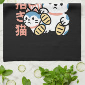 ラッキーキャットアート – 金貨の招き猫 キッチンタオル (折り畳み)