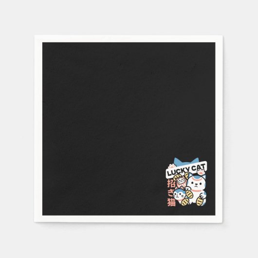 ラッキーキャットアート – 金貨の招き猫 スタンダードカクテルナプキン (正面)