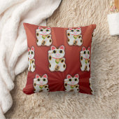 ラッキーキャットカートンフォーチュンペットホワイト子猫アート クッション (ブランケット)