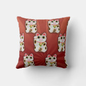 ラッキーキャットカートンフォーチュンペットホワイト子猫アート クッション (裏面)