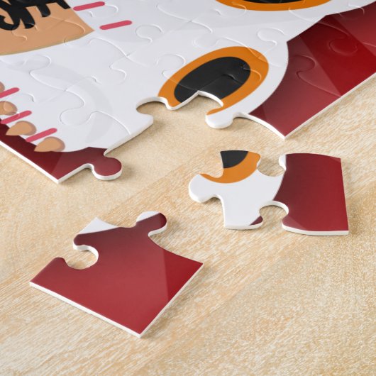 ラッキーキャットキュートカートゥーンおもしろいイラストレーションデザイン ジグソーパズル (側面)