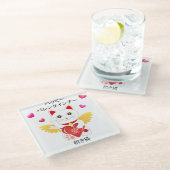 ラッキーキャットキューピッド ガラスコースター (アングル)