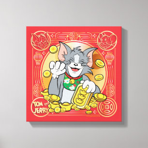 ラッキーキャットジェリーと金ゴールドシステム キャンバスプリント