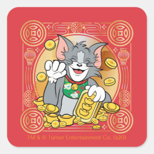 ラッキーキャットジェリーと金ゴールド スクエアシール