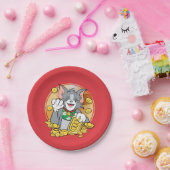 ラッキーキャットジェリーと金ゴールド ペーパープレート (パーティー)