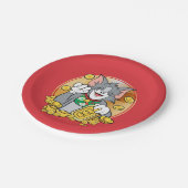 ラッキーキャットジェリーと金ゴールド ペーパープレート (アングル)