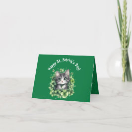 ラッキーキャットフェイス セントパトリックデー 猫好きのためのカード シーズンカード