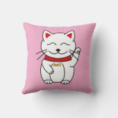 ラッキーキャットフォー猫好きピンク装飾用クッション クッション (裏面)