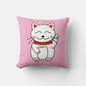 ラッキーキャットフォー猫好きピンク装飾用クッション クッション (正面)