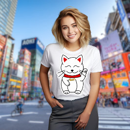 ラッキーキャットモダンミニマルパーソナライズされたリストTシャツ トライブレンドＴシャツ