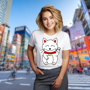 ラッキーキャットモダンミニマルパーソナライズされたリストTシャツ トライブレンドTシャツ