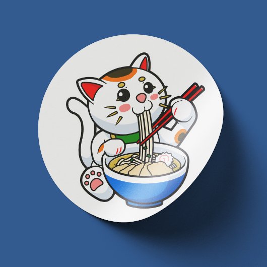 ラッキーキャットラーメン ラウンドシール