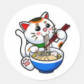 ラッキーキャットラーメン ラウンドシール (正面)