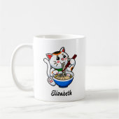 ラッキーキャットラーメン - 名前入り コーヒーマグカップ (左)
