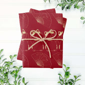 ラッキーキャット招き猫アジアの福音赤金ゴールド ラッピングペーパーシート