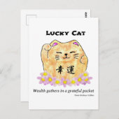 ラッキーキャット – 富は恩のポケットに集まる ポストカード (正面/裏面)