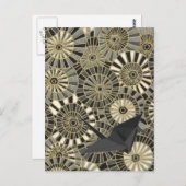 ラッキークレーン金ゴールド日本ファンパターン ポストカード (正面/裏面)