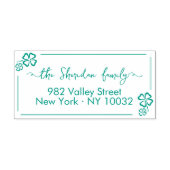 ラッキークローバーお洒落スクリプト差出人住所 セルフインキングスタンプ (デザイン)