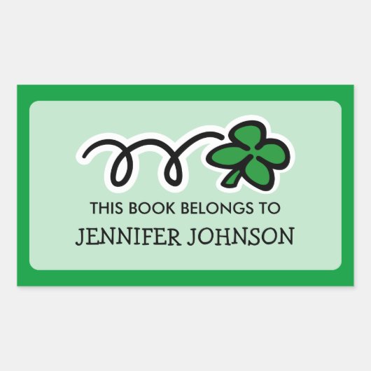 ラッキークローバーこの本はステッカーラベルに属している 長方形シール (正面)