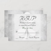 ラッキークローバーグレーグリーンオレンジアイリッシュウェディングRSVP 出欠カード (正面/裏面)