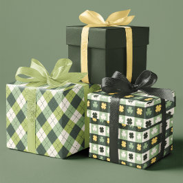 ラッキークローバーサンパディーズデイシャームロックセット3 ラッピングペーパーシート